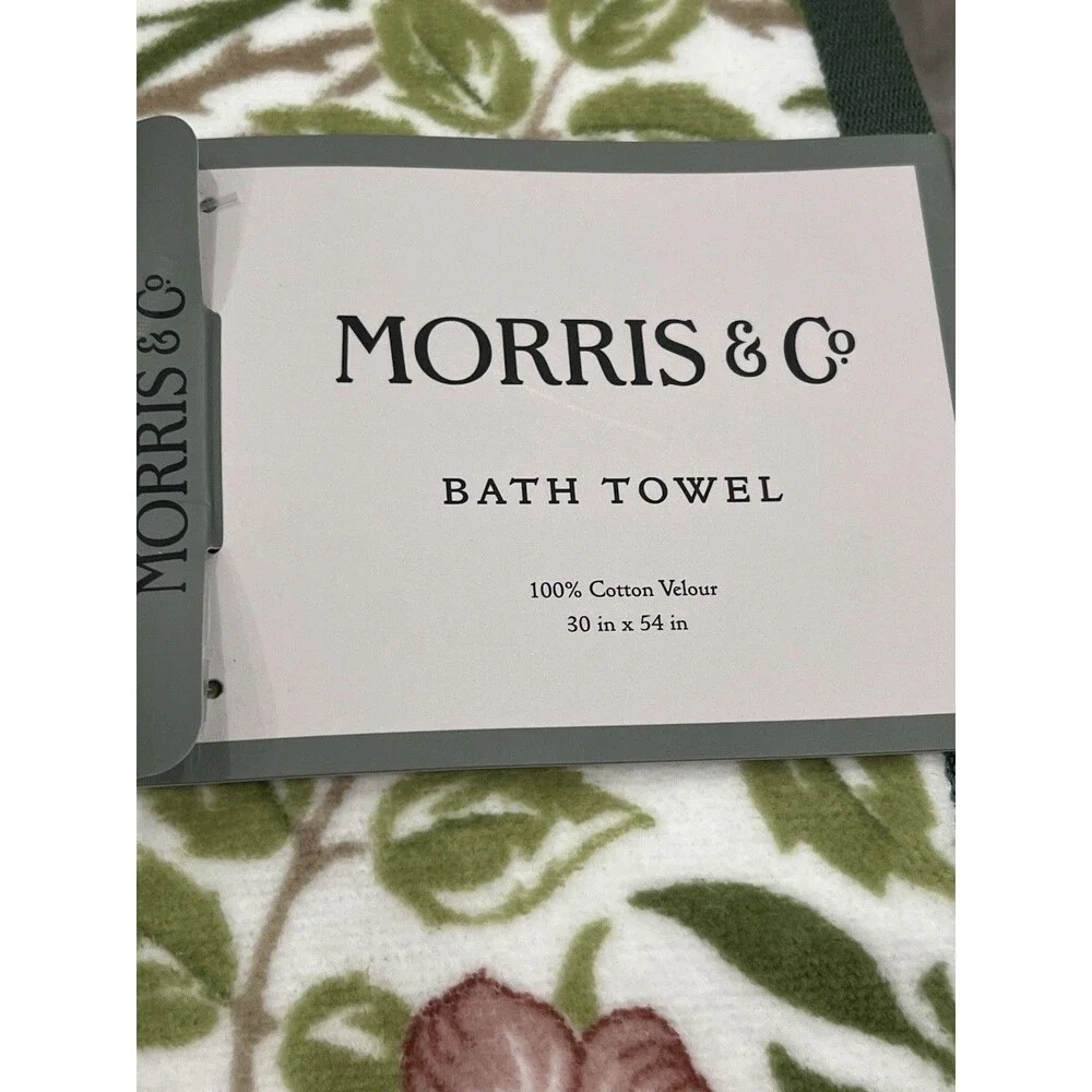 Morris & Co. Sweet Briar Bath Towel 4 PC Set Green Pink Floral 30 X 54 New